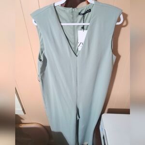 Zara Sleeveless Jumpsuit in Sage Green